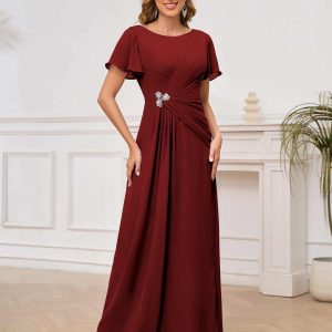 Robes Mère De La Mariée À Ruché Manches Courtes À Lacets Bethany