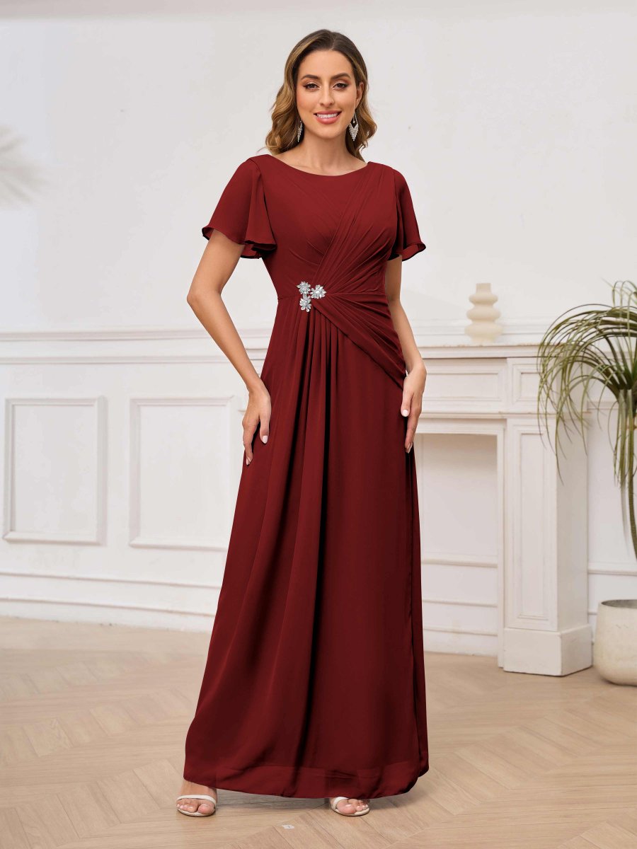 Robes Mère De La Mariée À Ruché Manches Courtes À Lacets Bethany