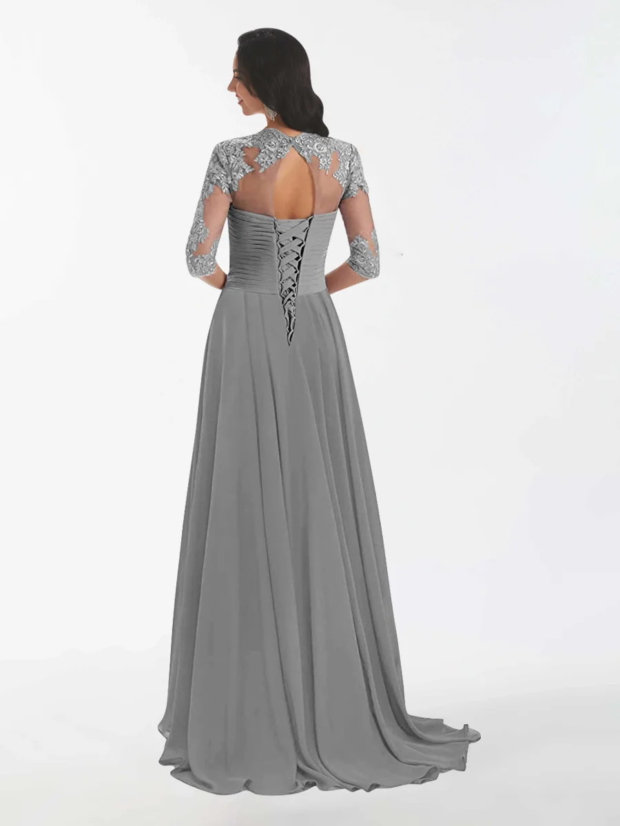 Robes Mère De La Mariée En Mousseline À Volants Et À Lacets Mariana – Image 5