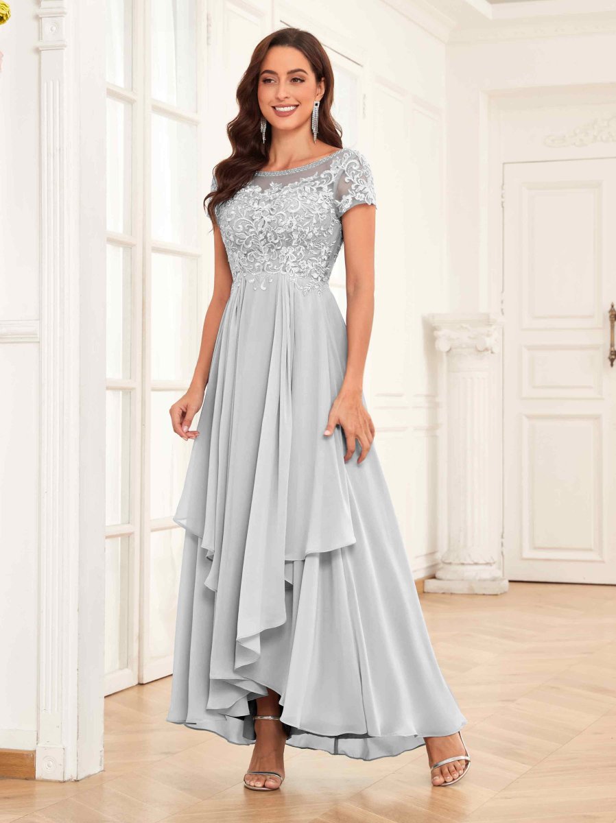 Robes Mère De La Mariée En Mousseline À Volants Et Dentelle Payton – Image 4