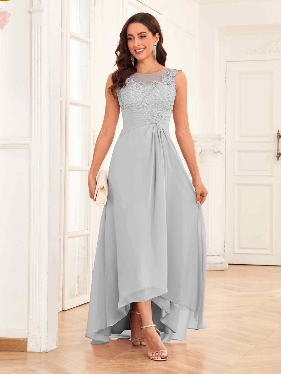 Robes Mère De La Mariée En Mousseline À illusion Asymétrique Et Appliqués Jane – Image 5