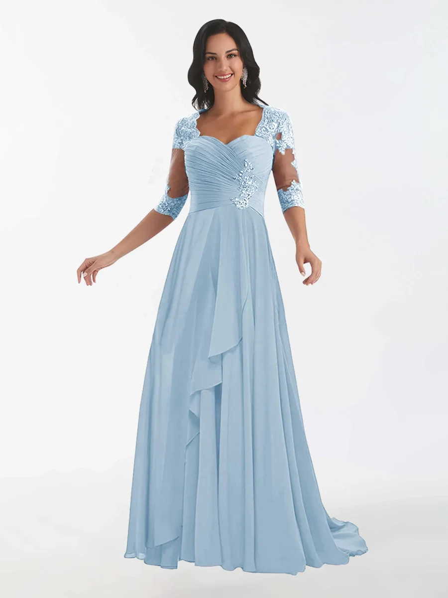 Robes Mère De La Mariée En Mousseline À Volants Et À Lacets Mariana – Image 6