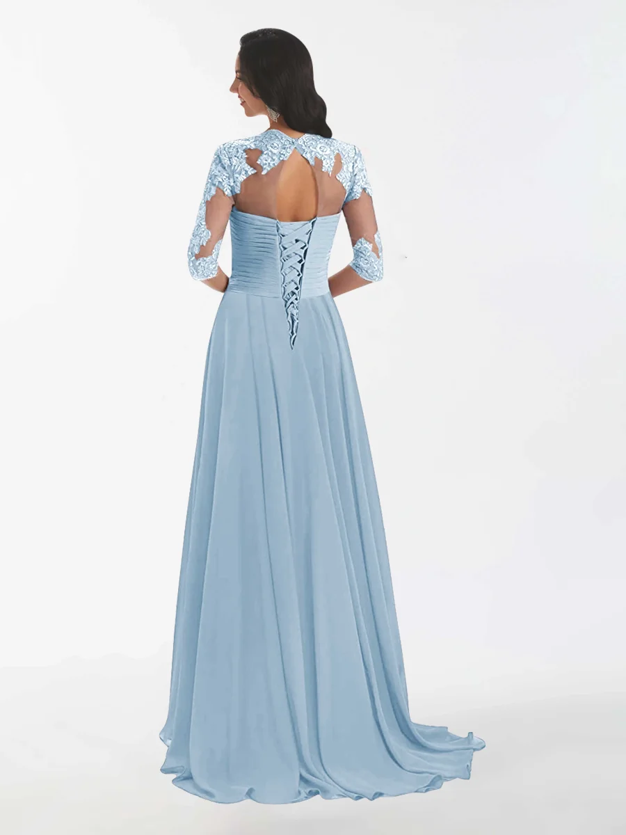 Robes Mère De La Mariée En Mousseline À Volants Et À Lacets Mariana – Image 7