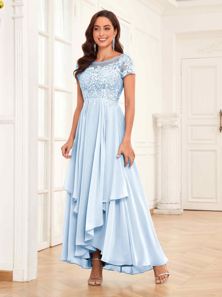 Robes Mère De La Mariée En Mousseline À Volants Et Dentelle Payton – Image 7