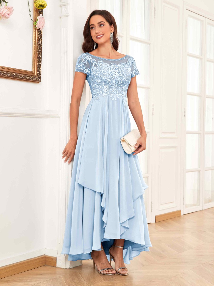 Robes Mère De La Mariée En Mousseline À Volants Et Dentelle Payton – Image 8