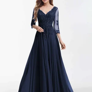 Robes Mère De La Mariée En Mousseline À Col V Et Longueur Au Sol Sutton