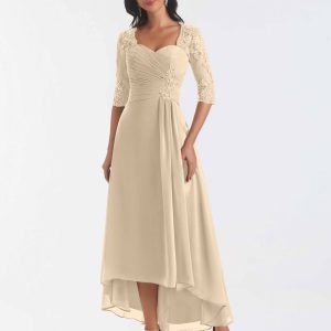 Robes Mère De La Mariée En Mousseline À Dentelle Et Demi Manches Aubree