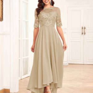 Robes Mère De La Mariée En Mousseline À Dentelle Et Illusion Alayna