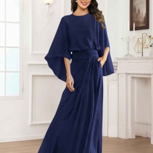 Robes Mère De La Mariée En Mousseline À Col Rond Plissé Jorja