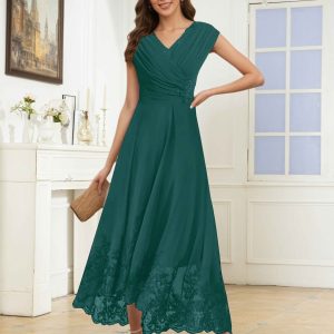 Robes Mère De La Mariée En Mousseline À Dentelle Asymétrique Hyacinth