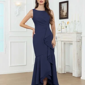 Robes Mère De La Mariée En Mousseline À Élégante Sirène Ruché Longue Freesia