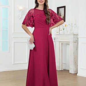 Robes Mère De La Mariée En Mousseline À Illusion Appliqués Tullia