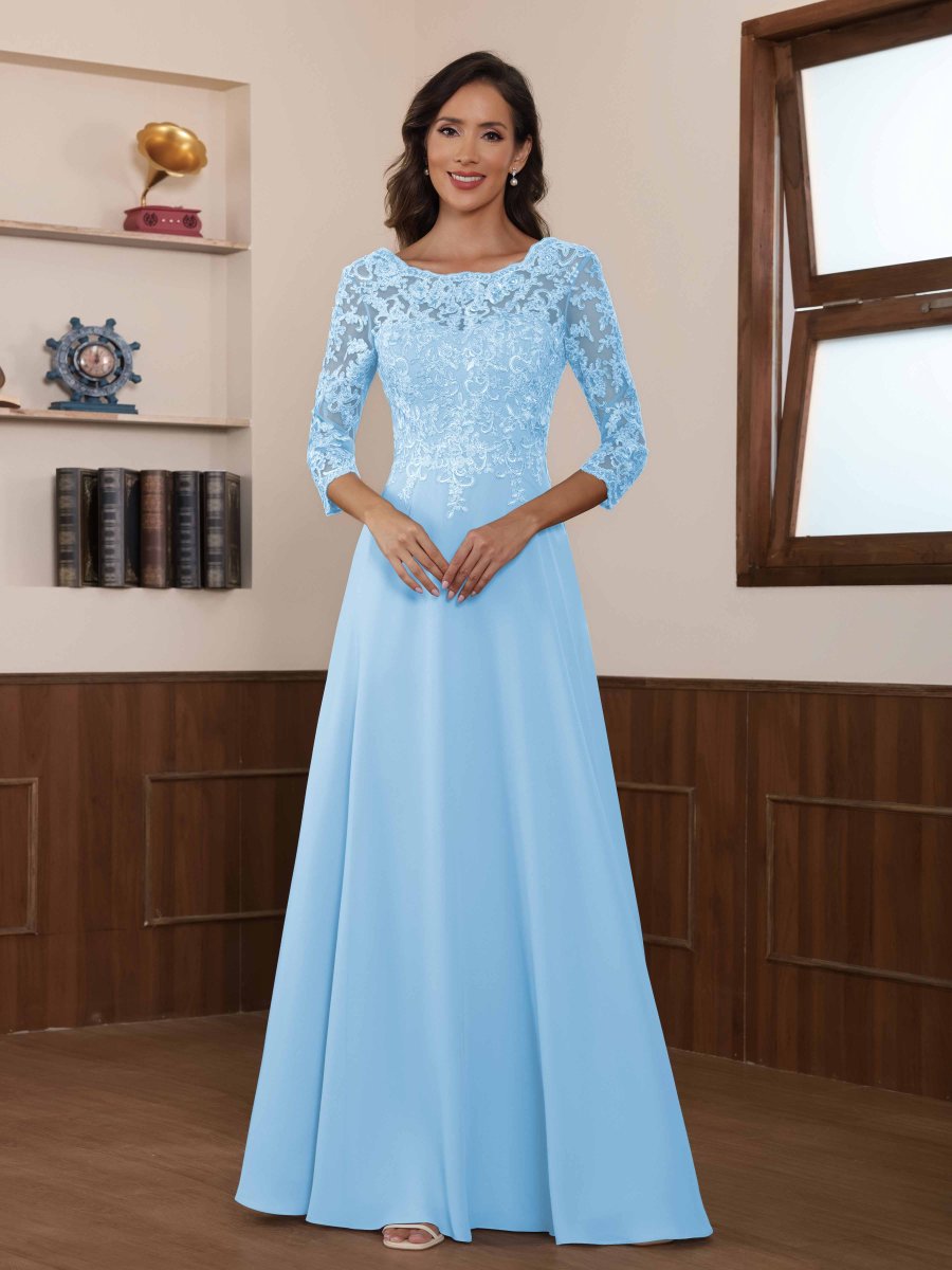 Robes Mère De La Mariée En Mousseline À Illusion Dentelle Vespera – Image 4