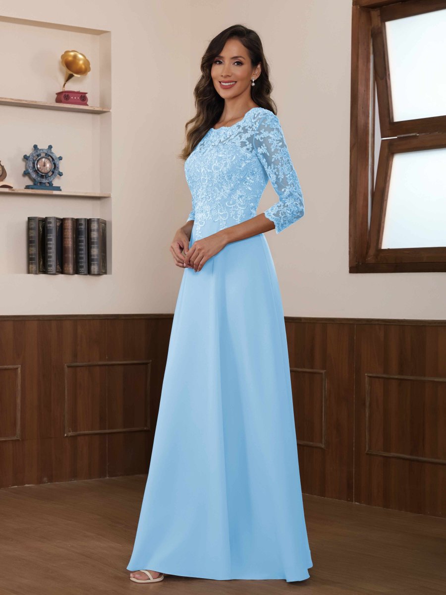 Robes Mère De La Mariée En Mousseline À Illusion Dentelle Vespera – Image 5