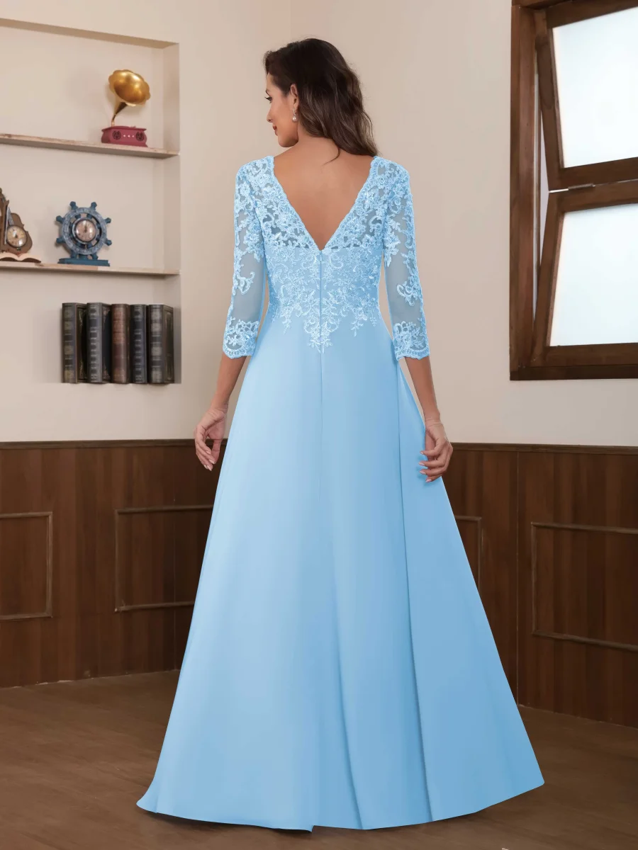 Robes Mère De La Mariée En Mousseline À Illusion Dentelle Vespera – Image 6