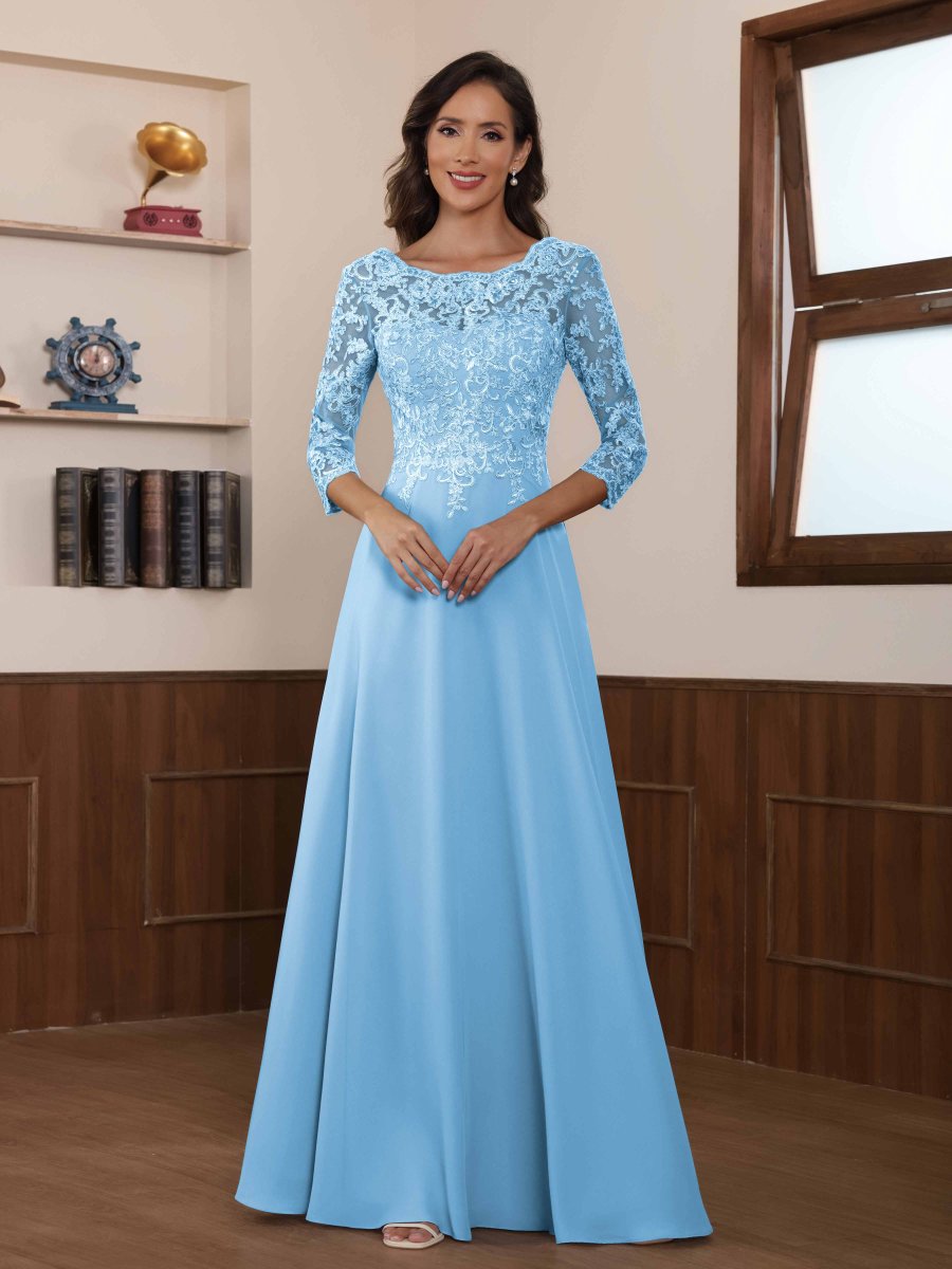 Robes Mère De La Mariée En Mousseline À Illusion Dentelle Vespera – Image 7