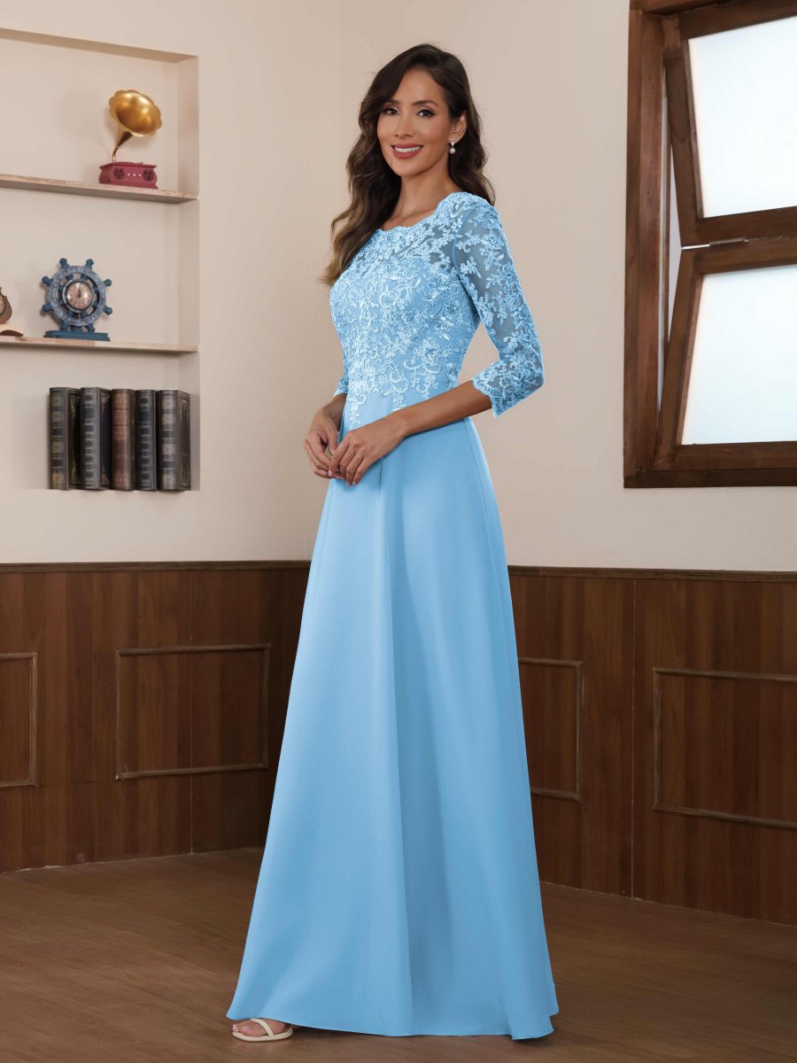 Robes Mère De La Mariée En Mousseline À Illusion Dentelle Vespera – Image 8