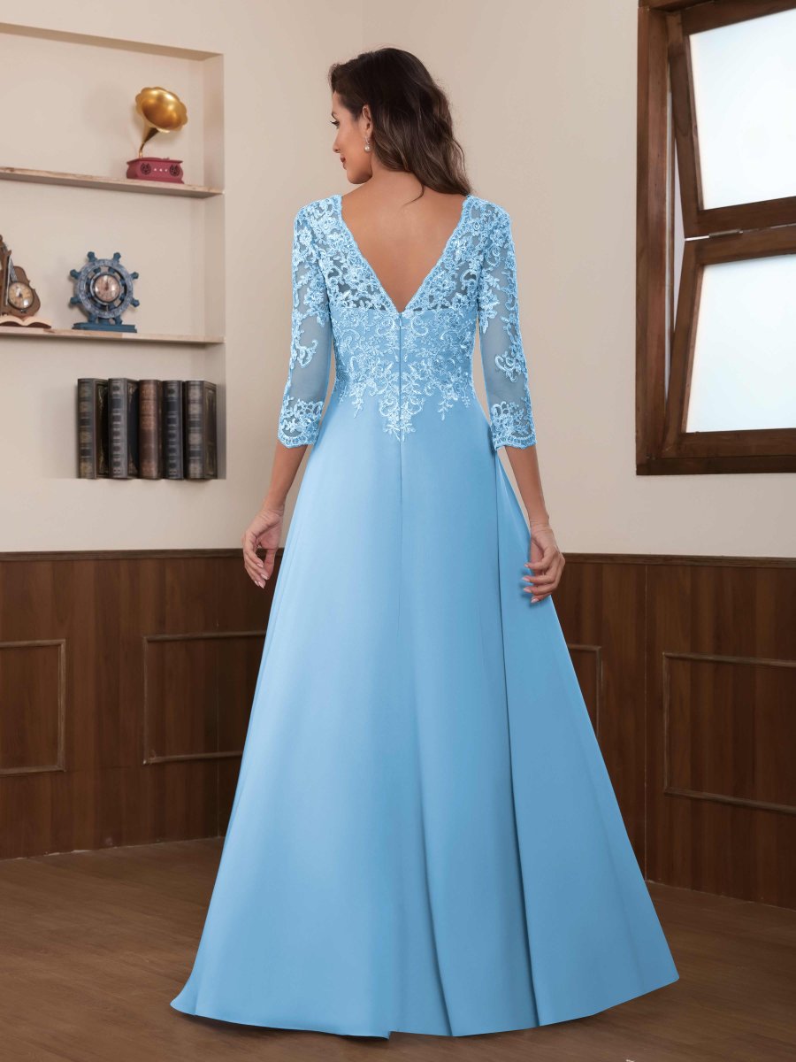 Robes Mère De La Mariée En Mousseline À Illusion Dentelle Vespera – Image 9