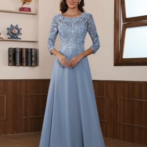 Robes Mère De La Mariée En Mousseline À Illusion Dentelle Vespera