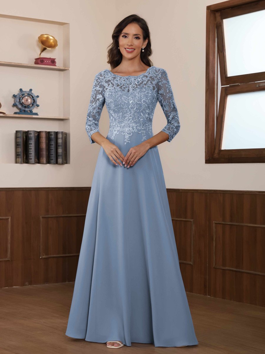 Robes Mère De La Mariée En Mousseline À Illusion Dentelle Vespera – Image 2