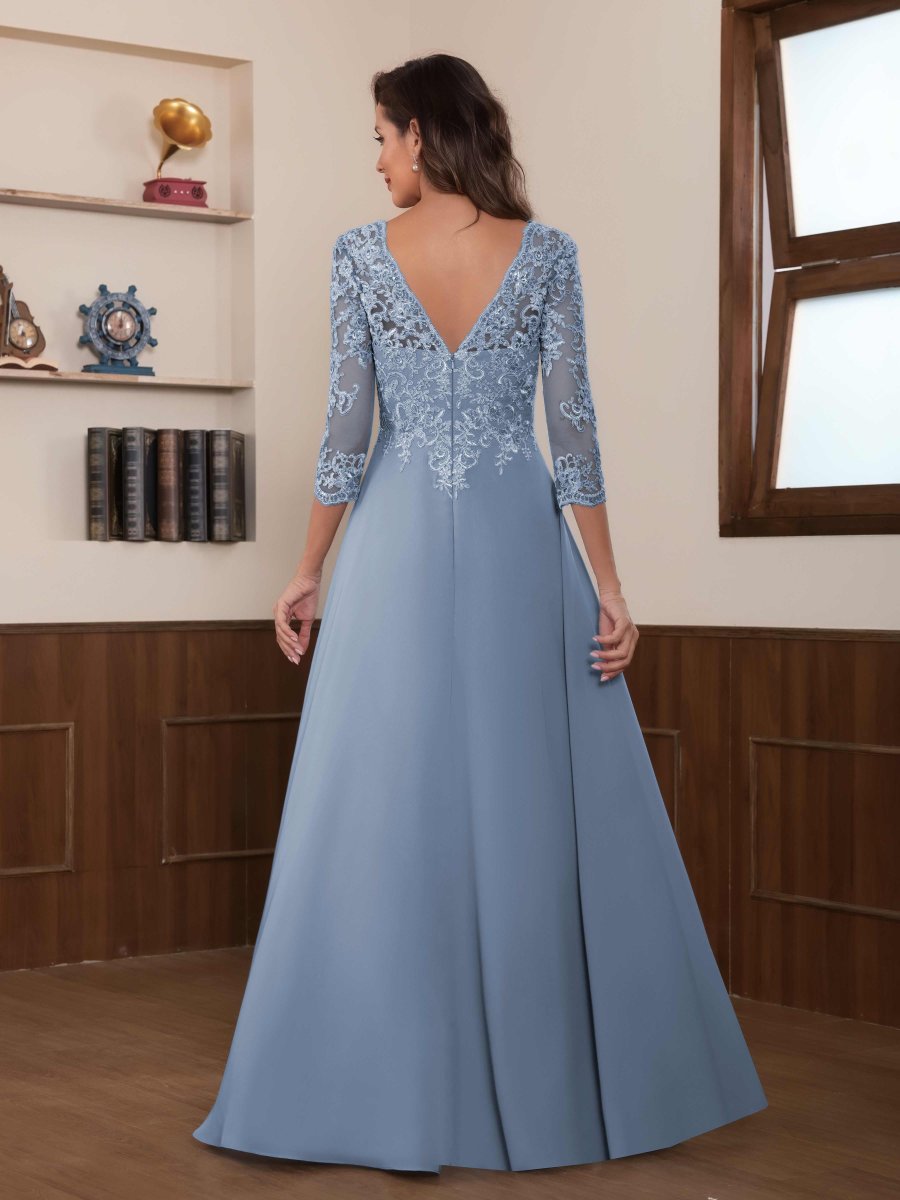 Robes Mère De La Mariée En Mousseline À Illusion Dentelle Vespera – Image 3