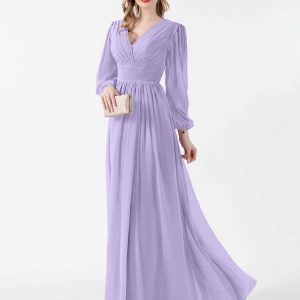 Robes Mère De La Mariée En Mousseline À Ruché Et Col En V Taylor