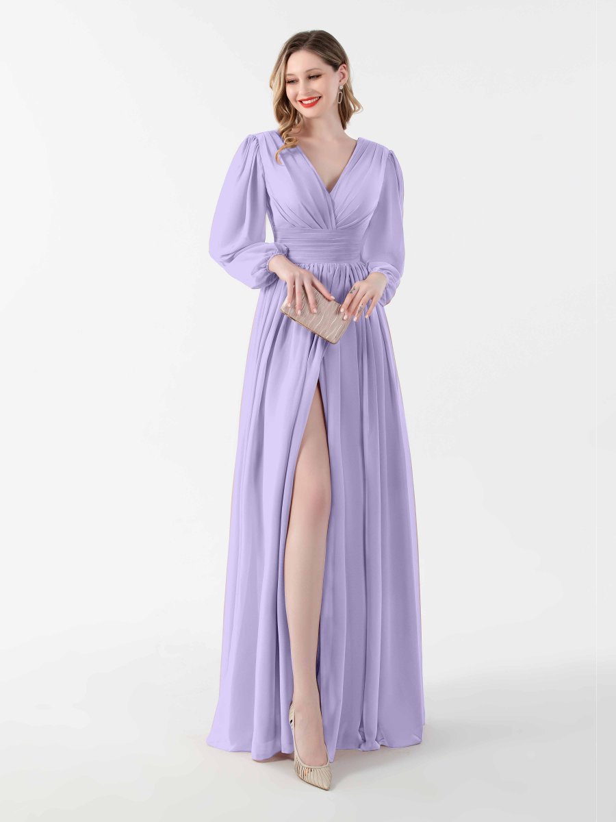 Robes Mère De La Mariée En Mousseline À Ruché Et Col En V Taylor – Image 3