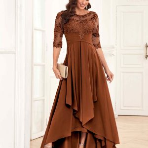 Robes Mère De La Mariée En Mousseline À Volants Et Appliqués Lilith