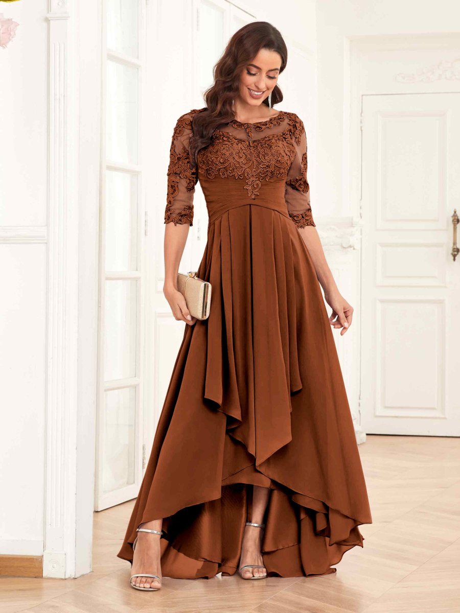 Robes Mère De La Mariée En Mousseline À Volants Et Appliqués Lilith – Image 2