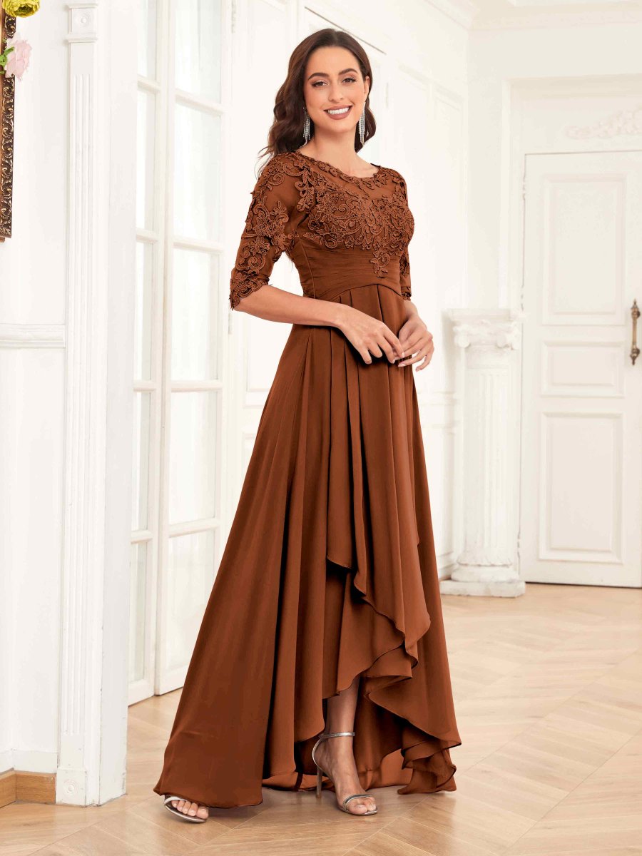 Robes Mère De La Mariée En Mousseline À Volants Et Appliqués Lilith – Image 3