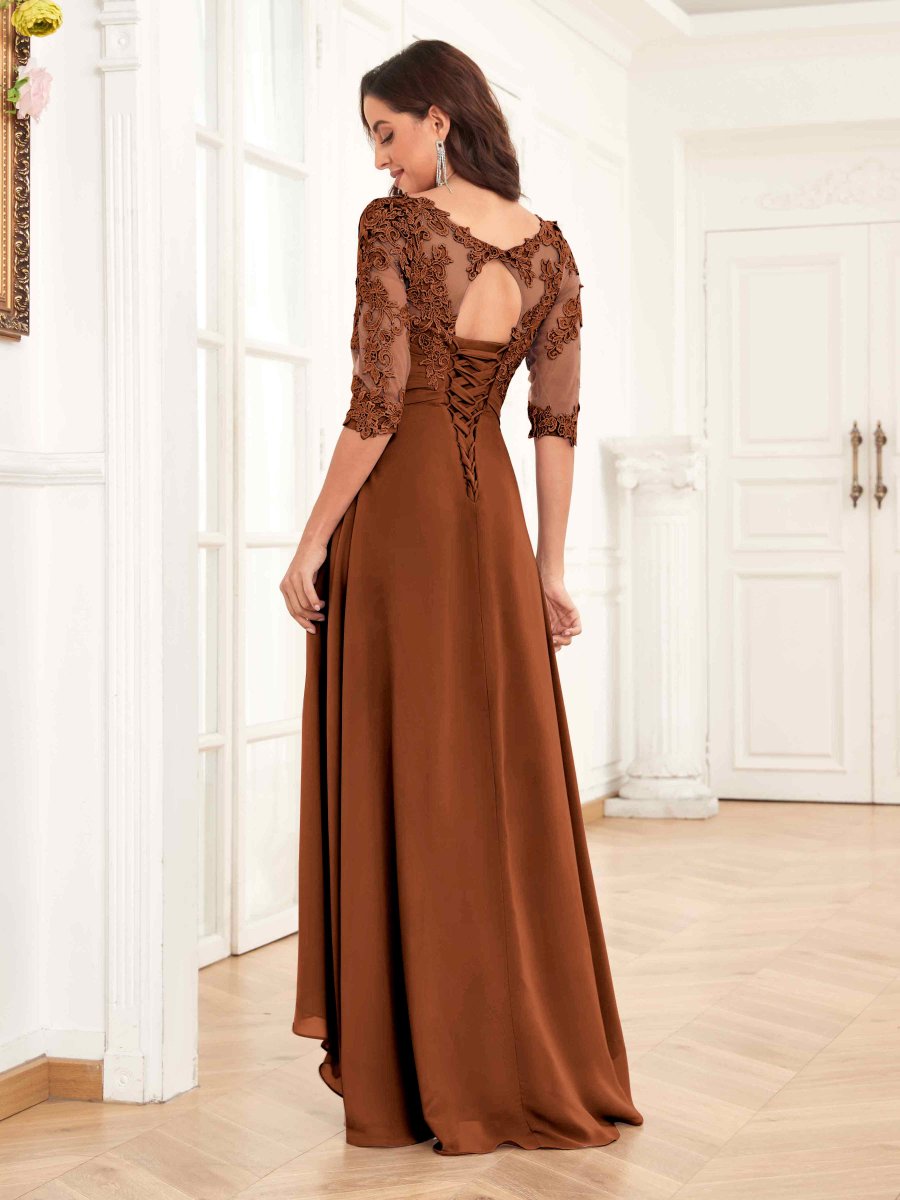 Robes Mère De La Mariée En Mousseline À Volants Et Appliqués Lilith – Image 4