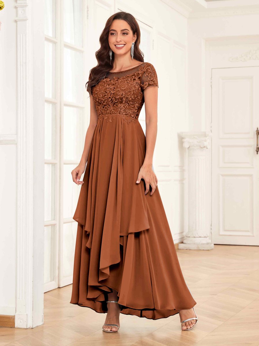 Robes Mère De La Mariée En Mousseline À Volants Et Dentelle Payton – Image 2