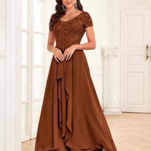 Robes Mère De La Mariée En Mousseline À Volants et Appliqués Dakota