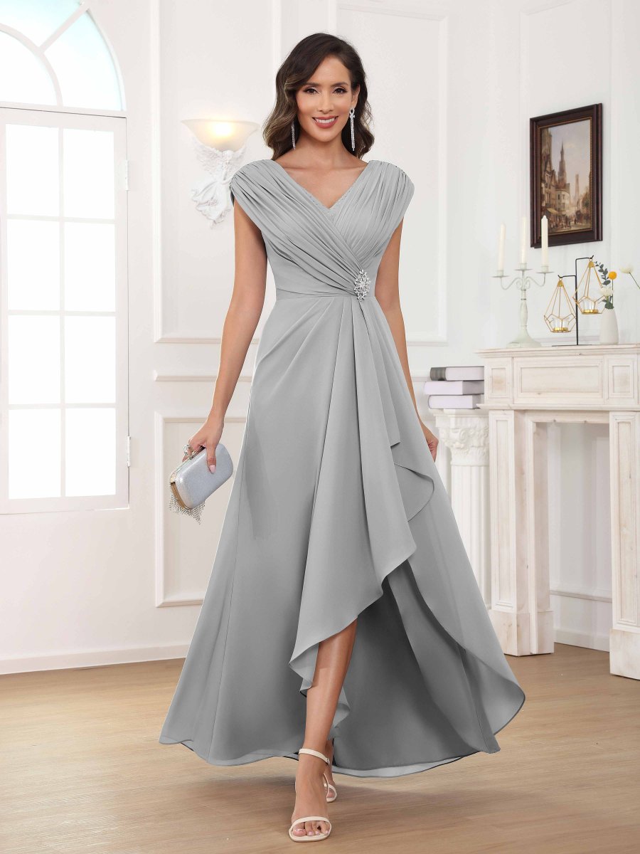 Robes Mère De La Mariée En Mousseline À Perles Plissé Elowen – Image 4