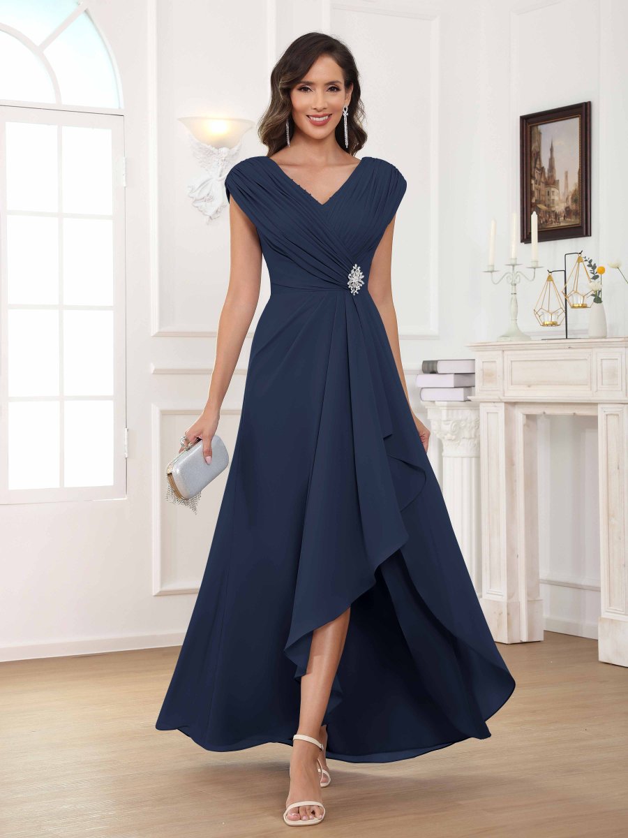 Robes Mère De La Mariée En Mousseline À Perles Plissé Elowen – Image 5