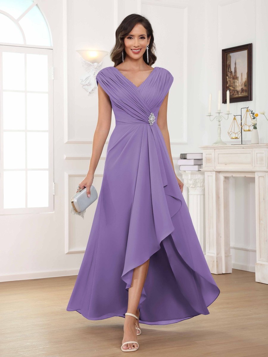 Robes Mère De La Mariée En Mousseline À Perles Plissé Elowen – Image 6