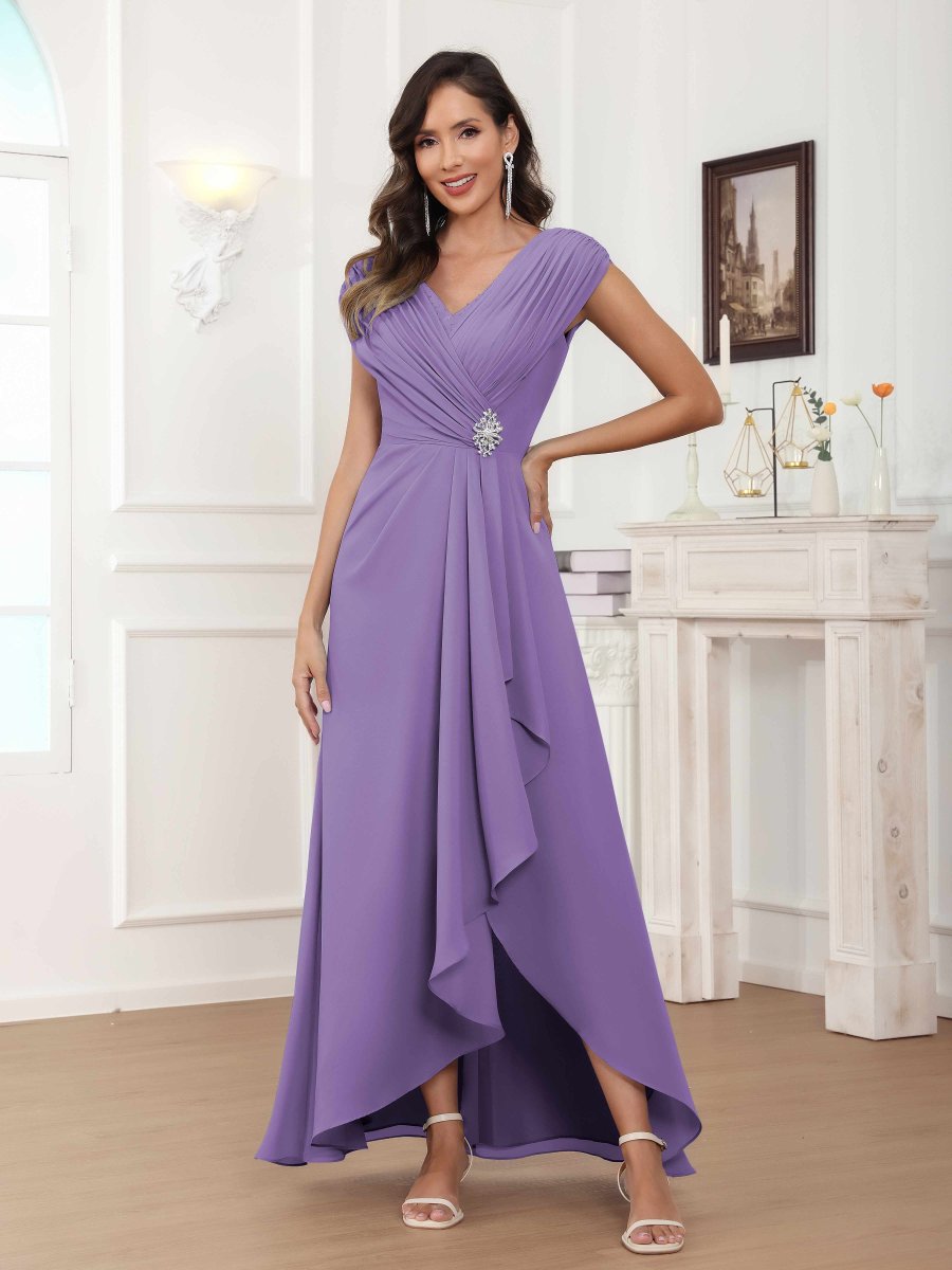 Robes Mère De La Mariée En Mousseline À Perles Plissé Elowen – Image 7