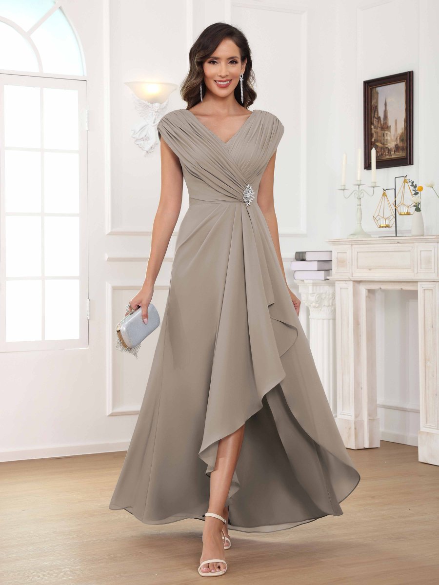 Robes Mère De La Mariée En Mousseline À Perles Plissé Elowen – Image 9