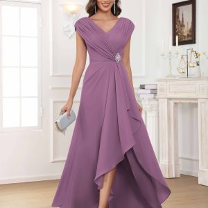 Robes Mère De La Mariée En Mousseline À Perles Plissé Elowen