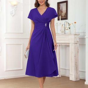 Robes Mère De La Mariée En Mousseline À Perles Ruché Midi Phaedra