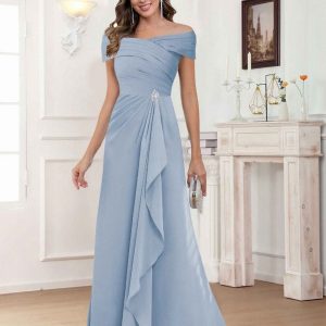 Robes Mère De La Mariée En Mousseline À Sans Manches Longueur Au Sol Draelithra