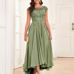 Robes Mère De La Mariée En Mousseline À Appliqués Avec Poches Miriam