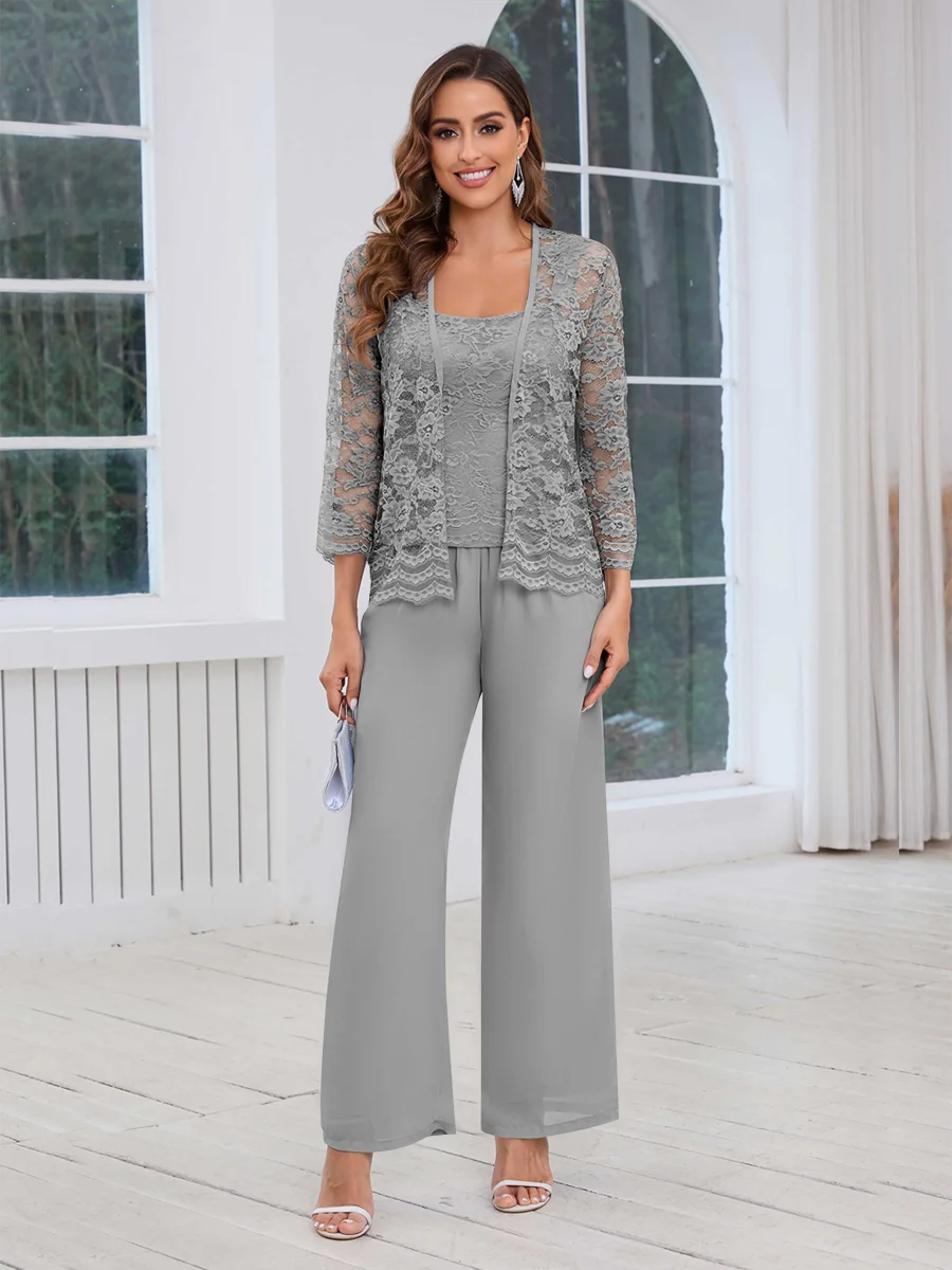 Tailleur-pantalon Mère De La Mariée En Mousseline À Dentelle 3 Pièces Maddison – Image 6