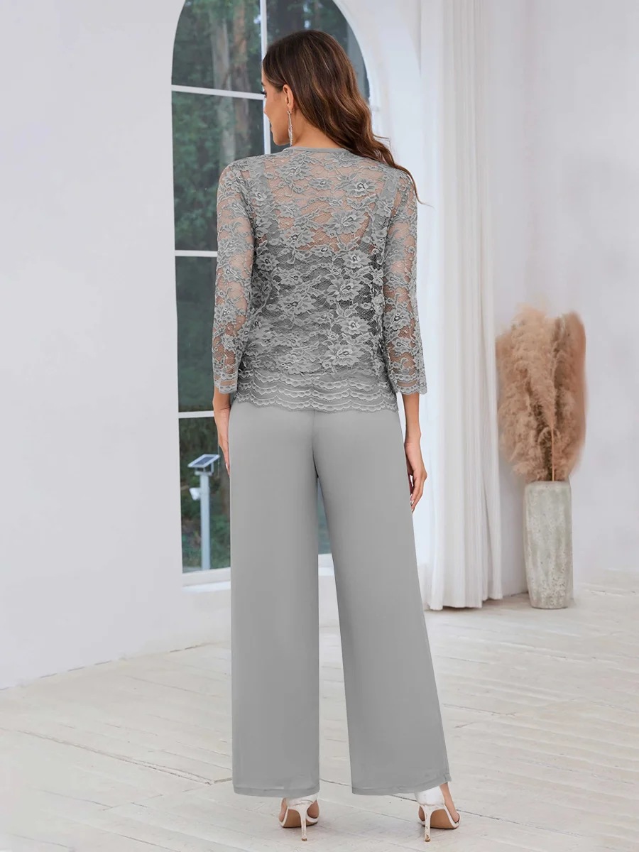 Tailleur-pantalon Mère De La Mariée En Mousseline À Dentelle 3 Pièces Maddison – Image 8