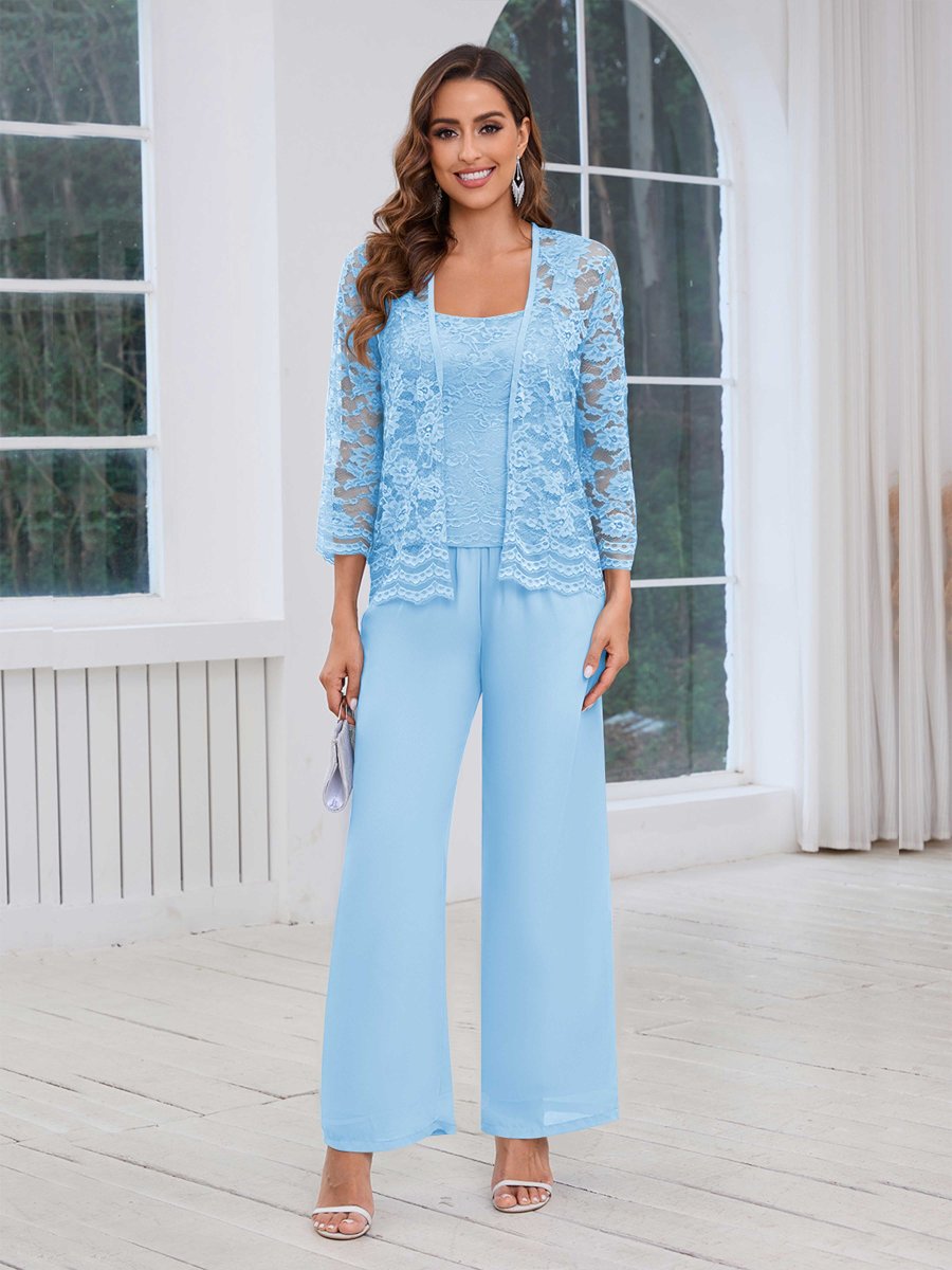 Tailleur-pantalon Mère De La Mariée En Mousseline À Dentelle 3 Pièces Maddison – Image 9