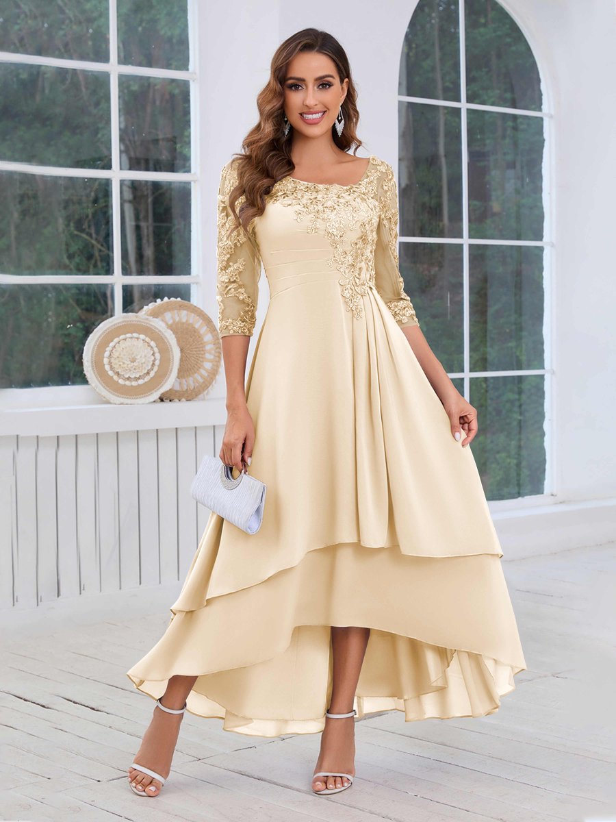 Robes Mère De La Mariée En Mousseline À Volants Multiples Dentelle Mylah – Image 8