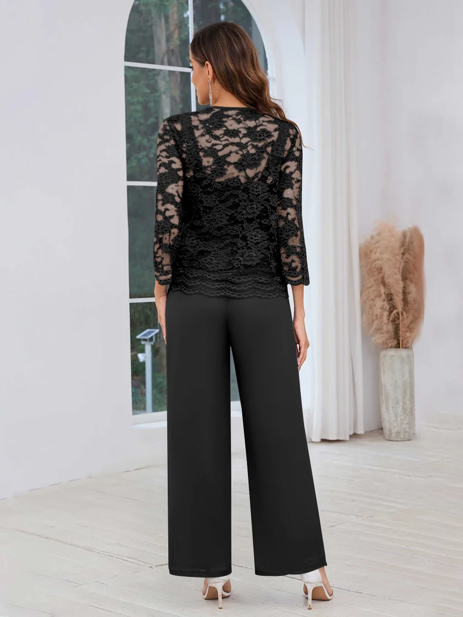 Tailleur-pantalon Mère De La Mariée En Mousseline À Dentelle 3 Pièces Maddison – Image 5