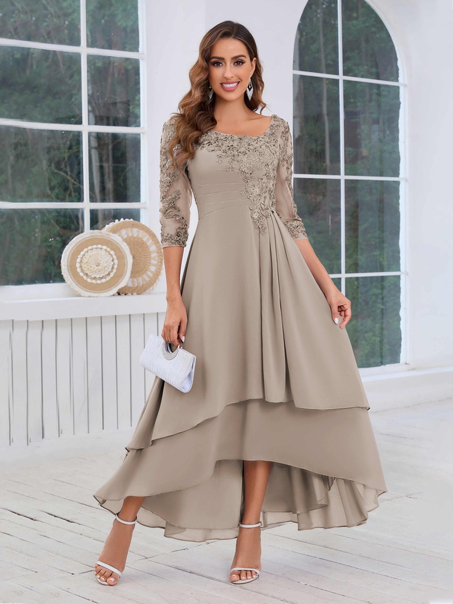 Robes Mère De La Mariée En Mousseline À Volants Multiples Dentelle Mylah