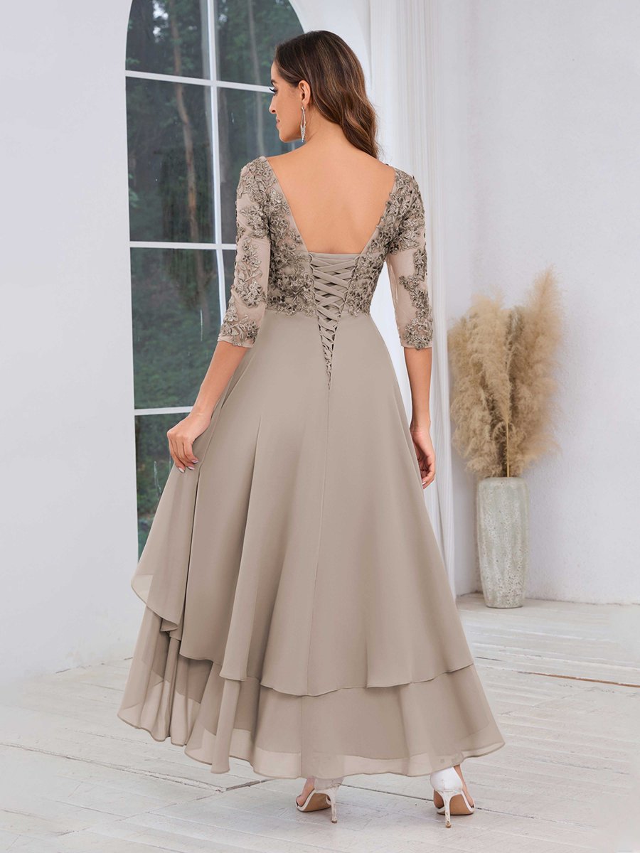 Robes Mère De La Mariée En Mousseline À Volants Multiples Dentelle Mylah – Image 3