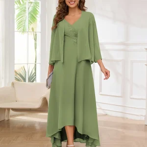 Robes Mère De La Mariée En Mousseline À 2 Pièces Ruché Appliqués Monroe